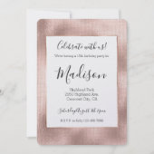 Rosa Rose Gold Glam Chic Geburtstag Einladung (Vorderseite)