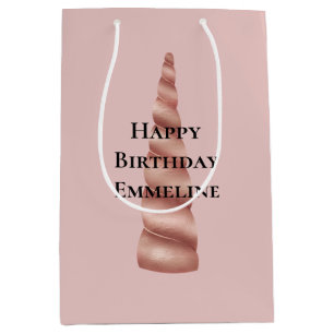 Rosa Rose Gold Glam Einicorn Geburtstag Mittlere Geschenktüte