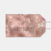 Rosa Rose Gold Glam Glitzer Snowflake Geschenkanhänger (Vorderseite (Horizontal))