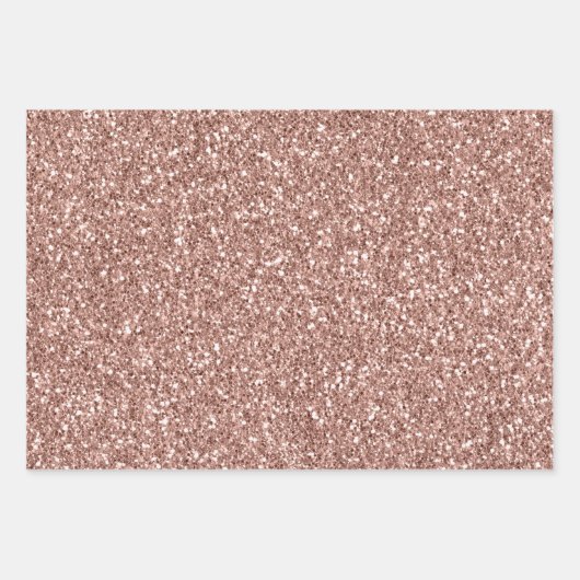 Rosa Rose Gold Glam Glitzer Snowflake Geschenkpapier Set (Vorderseite 3)