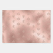 Rosa Rose Gold Glam Glitzer Snowflake Geschenkpapier Set (Vorderseite 2)