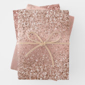 Rosa Rose Gold Glam Glitzer Snowflake   Geschenkpapier Set (Beispiel)