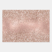 Rosa Rose Gold Glam Glitzer Snowflake Geschenkpapier Set (Vorderseite)