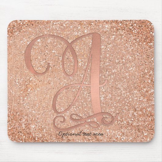 Rosa Rose Gold Glam Initialname Letter A Custom Mousepad (Vorne)