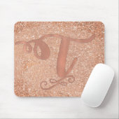 Rosa Rose Gold Glam Initialname Letter T Custom Mousepad (Mit Mouse)