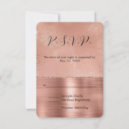 Rosa Rose Gold Glam Lace Wedding RSVP Karte