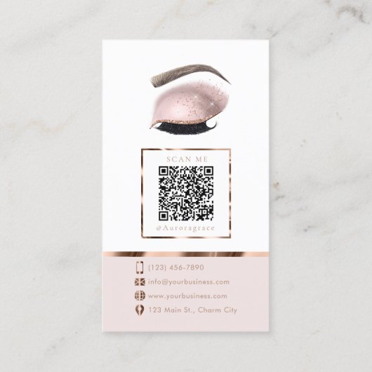 Rosa Rose Gold Glamour Makeup Artist Visitenkarte (Rückseite)