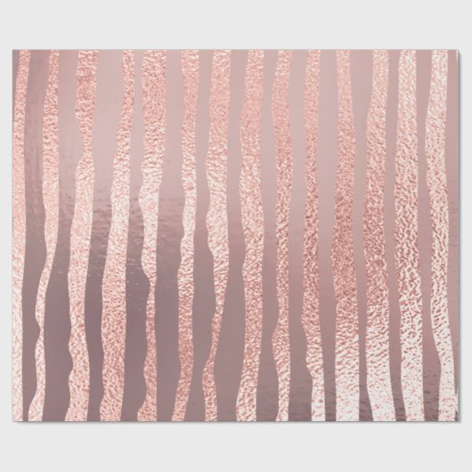 Rosa Rose Gold Glass Pulver Streifen Linien gestri Geschenkpapier (Flach)