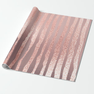 Rosa Rose Gold Glass Pulver Streifen Linien gestri Geschenkpapier
