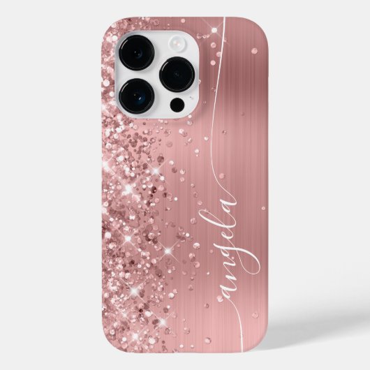 Rosa Rose Gold Glittery Glam Signatur Case-Mate iPhone Hülle (Rückseite)