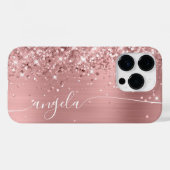 Rosa Rose Gold Glittery Glam Signatur Case-Mate iPhone Hülle (Rückseite (Horizontal))