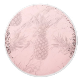 Rosa Rose Gold Glitzer Ananas Tropischer Chic Keramikknauf