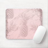 Rosa Rose Gold Glitzer Ananas Tropischer Chic Mousepad (Mit Mouse)