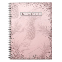 Rosa Rose Gold Glitzer Ananas Tropischer Chic Notizblock
