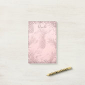 Rosa Rose Gold Glitzer Ananas Tropischer Chic Post-it Klebezettel (Auf Schreibtisch)
