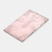 Rosa Rose Gold Glitzer Ananas Tropischer Chic Post-it Klebezettel (angewinkelt)