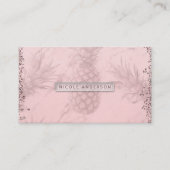 Rosa Rose Gold Glitzer Ananas Tropischer Chic Visitenkarte (Vorderseite)