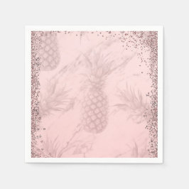 Rosa Rose Gold Glitzer Ananas Tropisches Party Serviette
