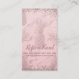 Rosa Rose Gold Glitzer Ananas Verleihung eines Fre Empfehlungskarte