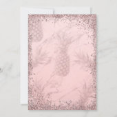Rosa Rose Gold Glitzer Ananas Verlobung Einladung (Rückseite)