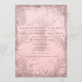 Rosa Rose Gold Glitzer Ananas Verlobung Einladung