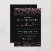 Rosa Rose Gold Glitzer Bachelorette Wochenende Par Einladung (Vorne/Hinten)