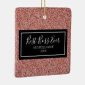 Rosa Rose Gold Glitzer Bester Boss je Personalisie Keramikornament (Rechts)