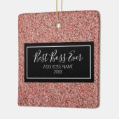 Rosa Rose Gold Glitzer Bester Boss je Personalisie Keramikornament (Links)