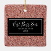 Rosa Rose Gold Glitzer Bester Boss je Personalisie Keramikornament (Rückseite)