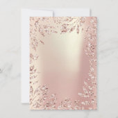 Rosa Rose Gold Glitzer Blätter Blumenrahmen Früh Einladung (Rückseite)