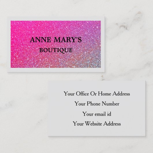 Rosa Rose Gold Glitzer Boutique Salon Wellness-Cen Visitenkarte (Vorne/Hinten)