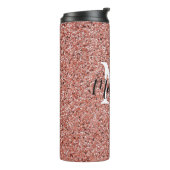 Rosa Rose Gold Glitzer Chic Monogram Name Thermosbecher (Nach links gedreht)