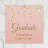 Rosa Rose Gold Glitzer Confetti Abschluss Geschenkanhänger (Rückseite)