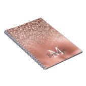 Rosa Rose Gold Glitzer Confetti Monogram Initial Notizblock (Rechte Seite)