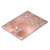 Rosa Rose Gold Glitzer Confetti Monogram Initial Notizblock (Linke Seite)