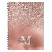 Rosa Rose Gold Glitzer Confetti Monogram Initial Notizblock (Vorderseite)