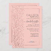 Rosa Rose Gold Glitzer Confetti Side Bachelorette Einladung (Vorne/Hinten)