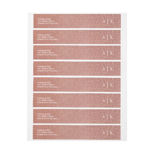 Rosa Rose Gold Glitzer Effekt Rücksendeadresse (Bogen)