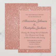 Rosa Rose Gold Glitzer Einladung Hochzeitsfeiern