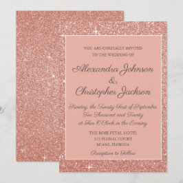 Rosa Rose Gold Glitzer Einladung Hochzeitsfeiern