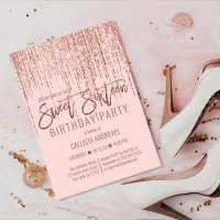Rosa Rose Gold Glitzer Fringe Vorhang Sweet 16