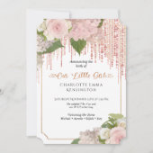 Rosa Rose Gold Glitzer Girl del Malcantone Einladung (Vorderseite)