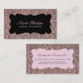 Rosa Rose Gold Glitzer Glam Chic Business Card Visitenkarte (Vorne/Hinten)