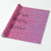 Rosa Rose Gold Glitzer Happy Birthday Individuelle Geschenkpapier (Ungerollt)