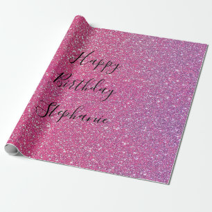 Rosa Rose Gold Glitzer Happy Birthday Individuelle Geschenkpapier
