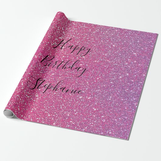 Rosa Rose Gold Glitzer Happy Birthday Individuelle Geschenkpapier (Ungerollt)