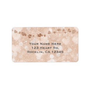 Rosa Rose Gold Glitzer Herz Party Einladung Adressaufkleber