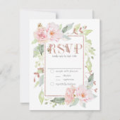 Rosa Rose Gold Glitzer Hochzeit RSVP Einladung (Vorderseite)