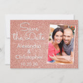 Rosa Rose Gold Glitzer Hochzeit speichern Sie das  Save The Date (Vorderseite)
