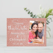 Rosa Rose Gold Glitzer Hochzeit speichern Sie das  Save The Date (Stehend Vorderseite)